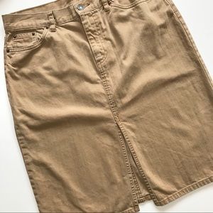 Khaki Colored Denim Skirt